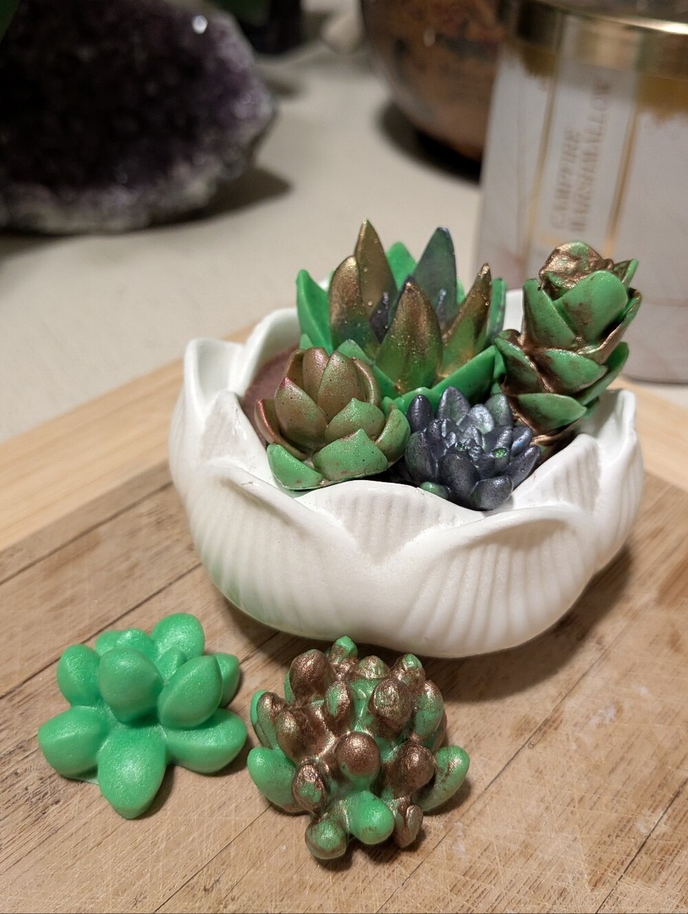 Sale🫠 Handmade Goat's Milk Soap Succulent Set!  Emerald Agave Scent/ Custom +$5